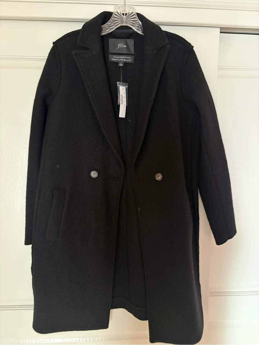 J. Crew Women's Black Boiled Wool Topcoat